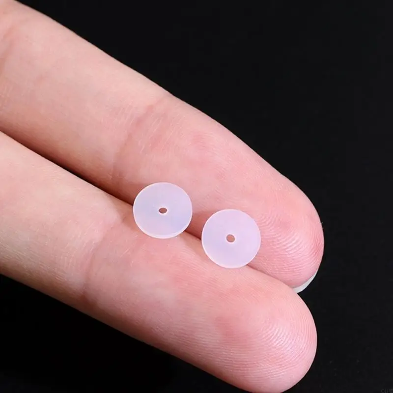 C1FE 100pcs Clear Silicone Earring Disc Pads Stylish Ear Closures for Heavy Earrings