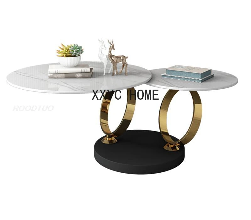 

Contemporary Style Marble Top Coffee Table Living Room Center Table Tea Table With Stainless Steel Leg Home Corner Furniture