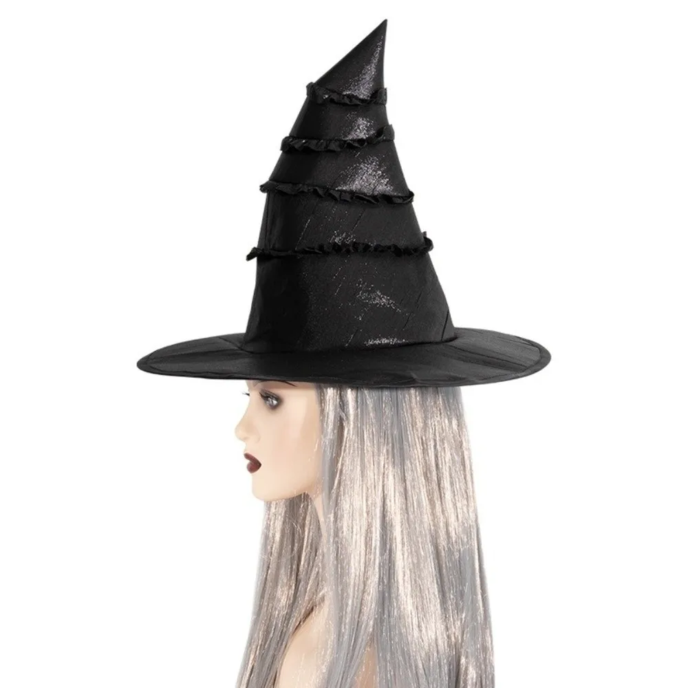 Cool Black Wizard Cap Oxford Cloth Steampunks Halloween Witch Hat Decoration Lolitas Cosplay Witch Hat Parties
