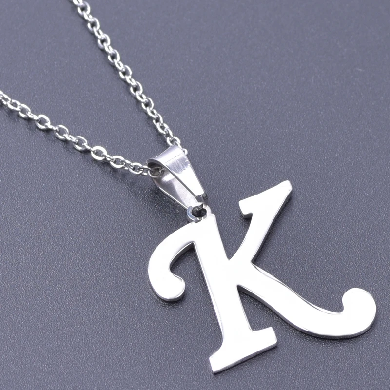 A-Z Initial Letters Pendant Necklace Stainless Steel 3