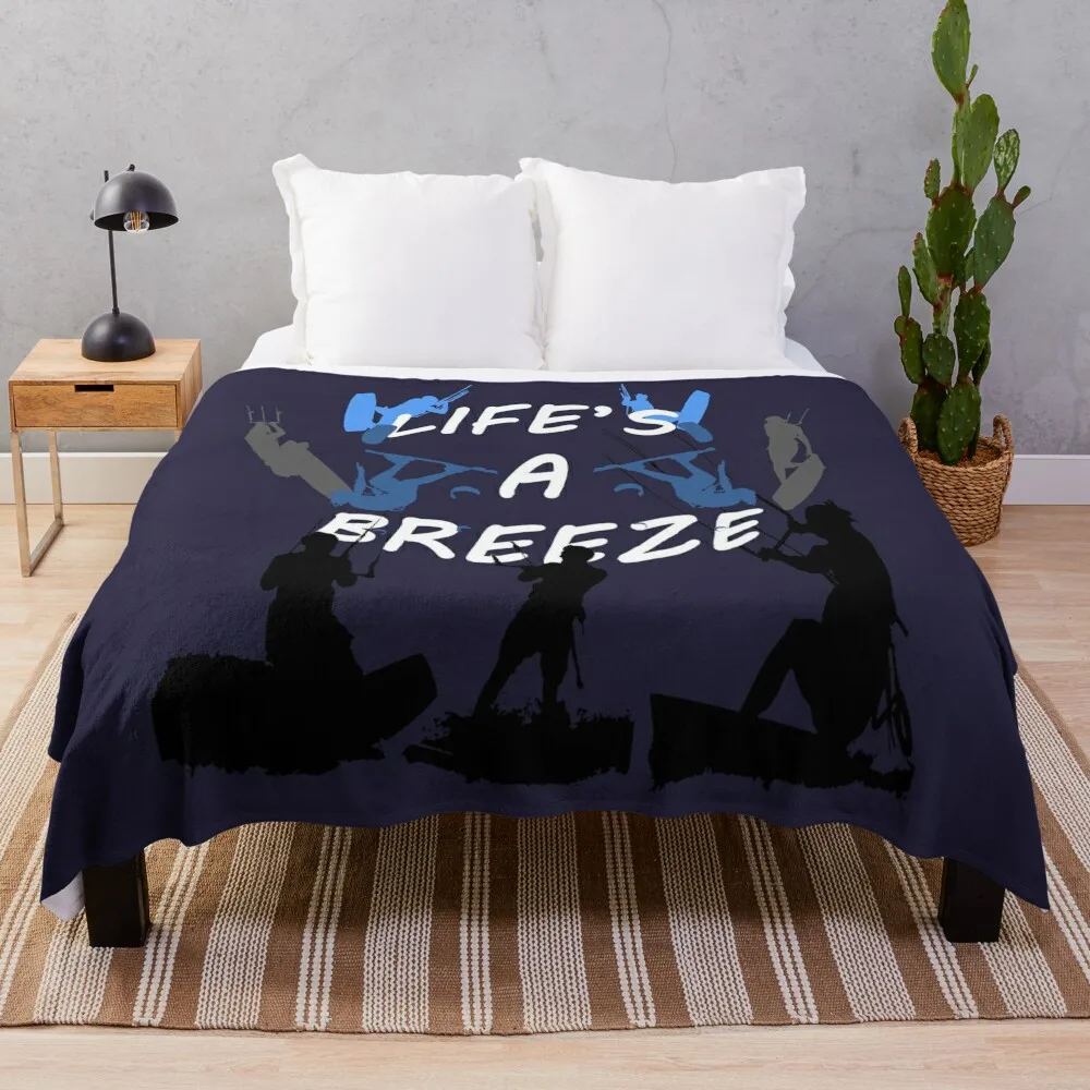 

Lifes A Breeze For Kitesurfers Casual Pun For Kitesurfers 1 Throw Blanket Hair Polar Soft for winter Blankets