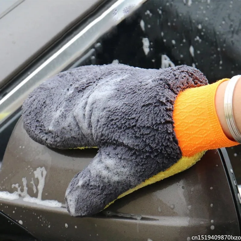 Waterproof Car Wash Microfiber Chenille Gloves Thick Car Cleaning Mitt Wax Detailing Brush Auto Care Double-faced Glove