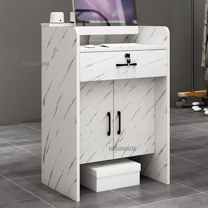 Modern Simple Reception Desk for Office Furniture Wood-based Panel Front Desk Small Clothing Store Reception Checkout Counter