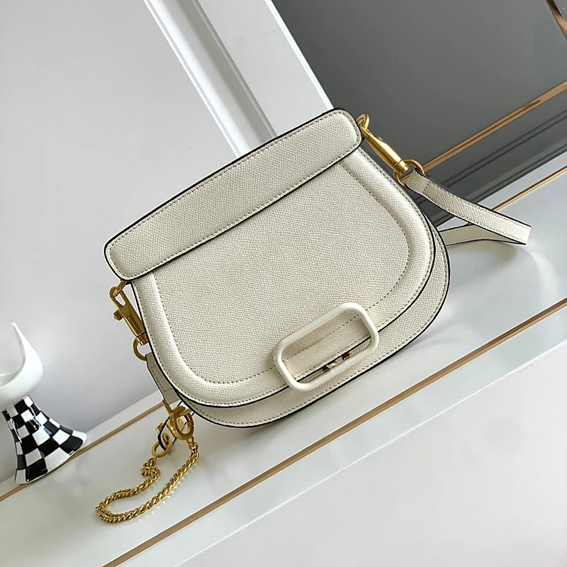 

2023 New Women'S Bag Saddle Bao-Top Layer Cowhide Diagonal Chain Small Square Bag Leather Women'S Bag Brand luxury Designer