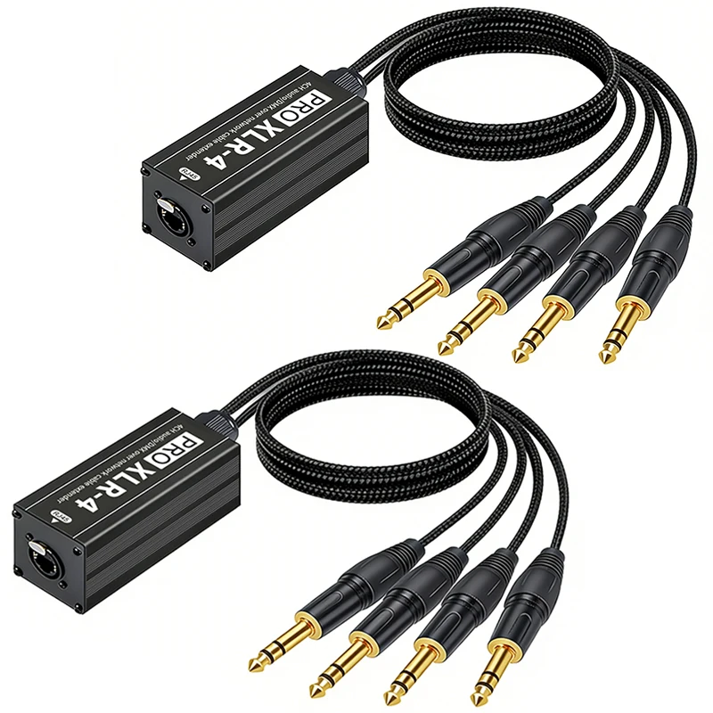 Shielded RJ45 CAT5 to 4-Channel XLR Connector Cable