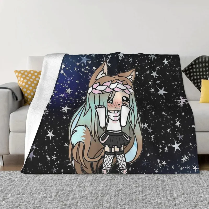 

Cartoon Anime Gacha Life Portable Warm Throw Blankets for Bedding Travel