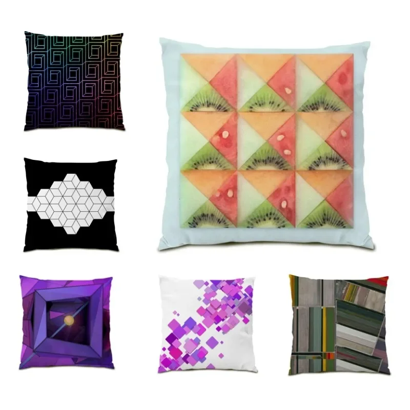 

Plaid Stripe Printed Cushion Cover 45x45cm Modern Pillow Cover Double Sided Pillowcase Home Couch Seat Back Cushion DE063