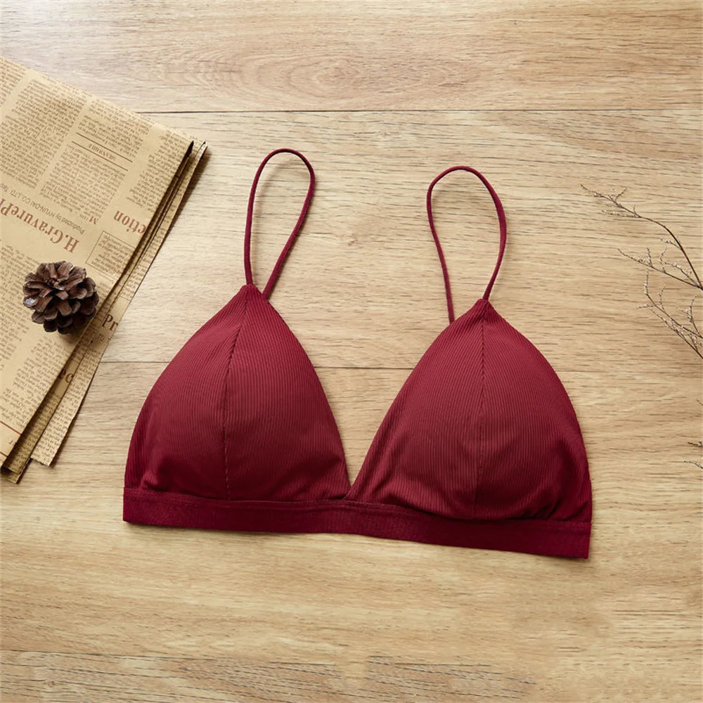 Wireless Triangle Bralette Set For Women Seamless Push Up Bra_voghion.com