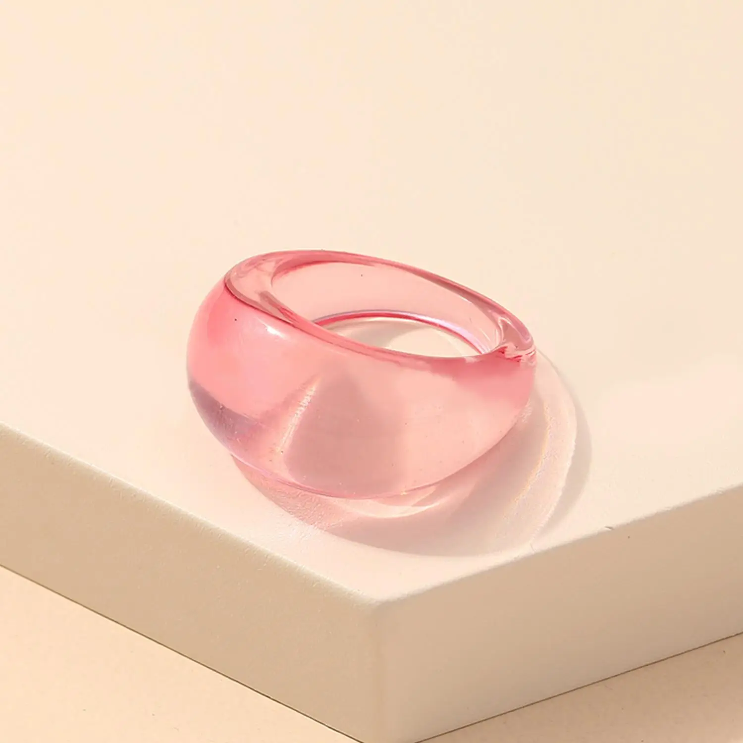 Korean Colorful Acrylic Vintage Round Rings - Bold Fashion Jewelry