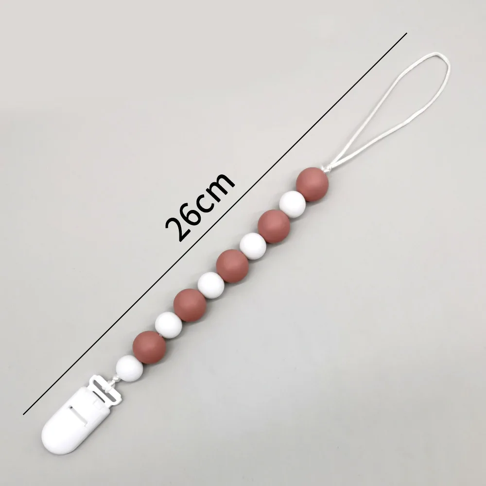Baby Pacifier Clip Silicone Beads, Anti-Lost Pacifier Holder Strap, Safe Teething Toy Accessory for Infants, Fashionable Colors