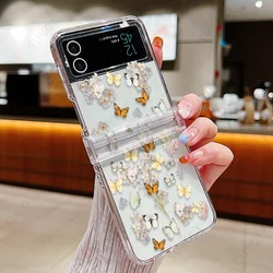 Coque de téléphone dur pliable transparente avec motif de rose