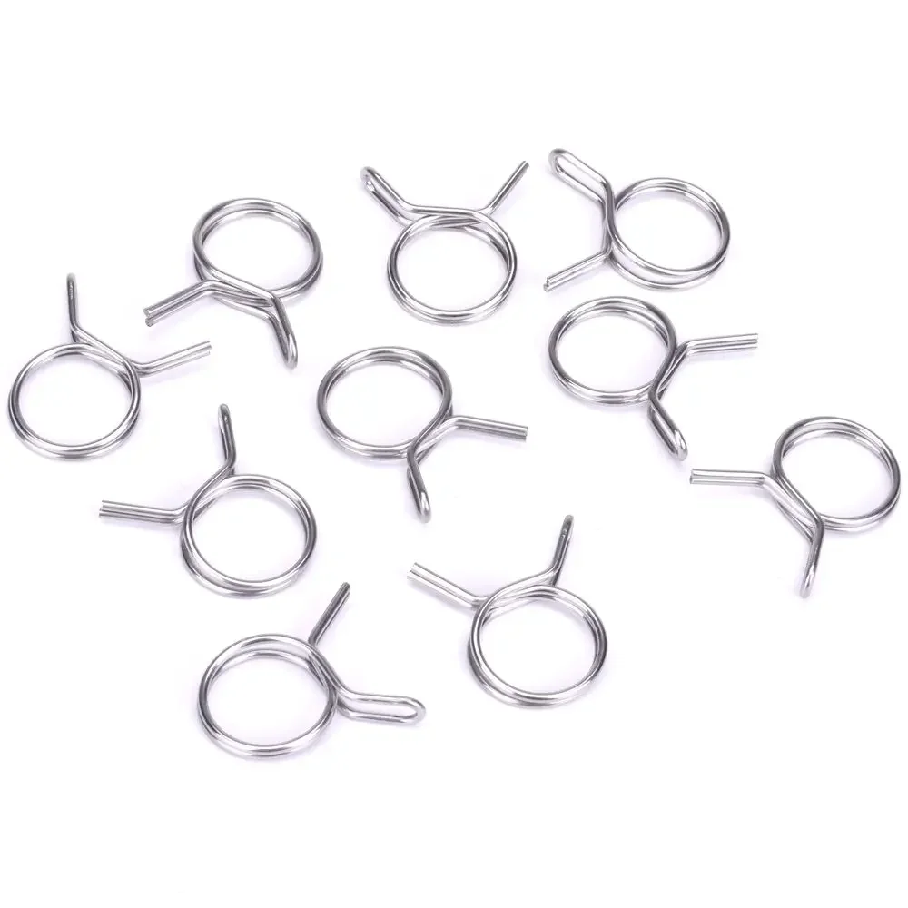 5mm-14mm Hose Clamp Stainless Steel Tube Spring Clips Fuel Line Hose Clamps Sealing Pipe Clips 10Pcs