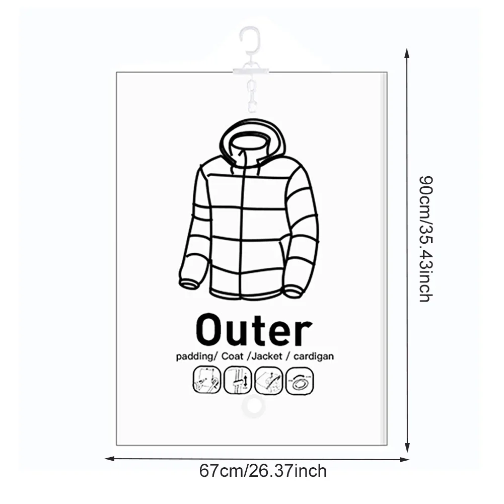 Hang Transparent Vacuum Bag Storage For Clothes Down Jacket Overcoat Compression Home Organizer Wardrobe Dustproof Coat Air Pump 6