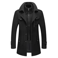 Woolen Overcoat 4XL Autumn Winter Mens Wool Trench Coats Fashion Middle Long Jacket Male Double Collar Zipper Coat Windbreak 1