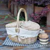 Wicker Picnic Basket With Lid Handle Picnic Hamper Handmade Willow Woven Storage Hamper Outdoor Camping Fruit Basket Container 4