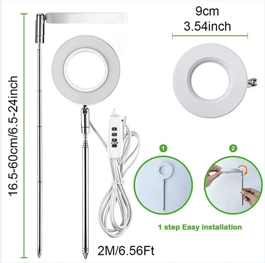 LED telescopic plant light growth light angel ring succulent red blue full spectrum flower succulent plant fill