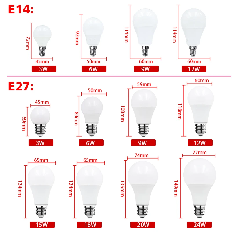 Lampada LED 전구 램프, E27 E14, 3W, 6W, 9W, 12W, 15W, 18W, 20W, 24W, AC 220V, 230V, 240V, 봄빌라 스포트라이트, 콜드 웜 화이트