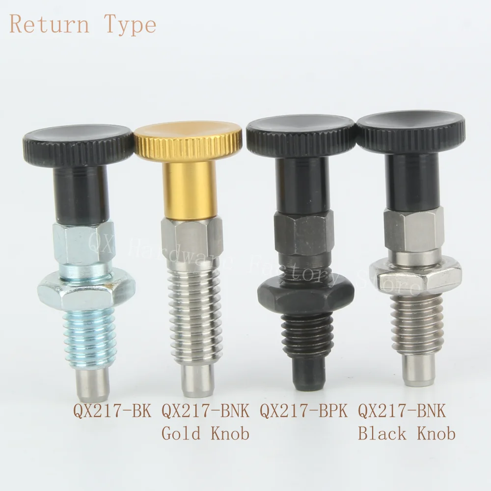 Cylindrical Locating Dowel Pin QX217 Return Type/Rest Position Aluminum/Plastic Knob Indexing Plungers Threaded Locating Pin with Nuts