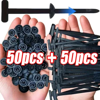 1/50set Nylon Universal Cable Tie Buckle Multipurpose Cable Ties Tool Heavy Duty Self Locking Zip Black Zipties for Car Repair 1