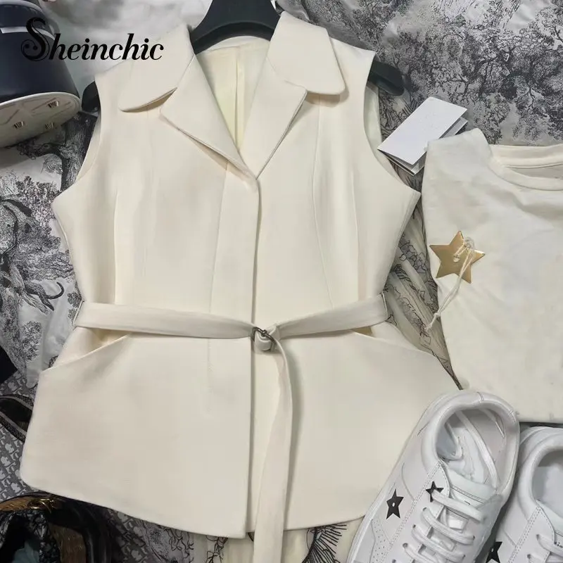 

Luxury Designer Vest for Women 2023 Spring Summer Office Lady Elegant Sleeveless Chaquetas De Mujer Korean Fashion Outfits