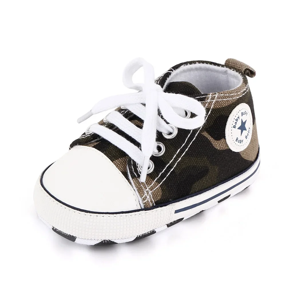 Baby Canvas Classic Sneakers - Star Print First Walkers with Anti-Slip Soles