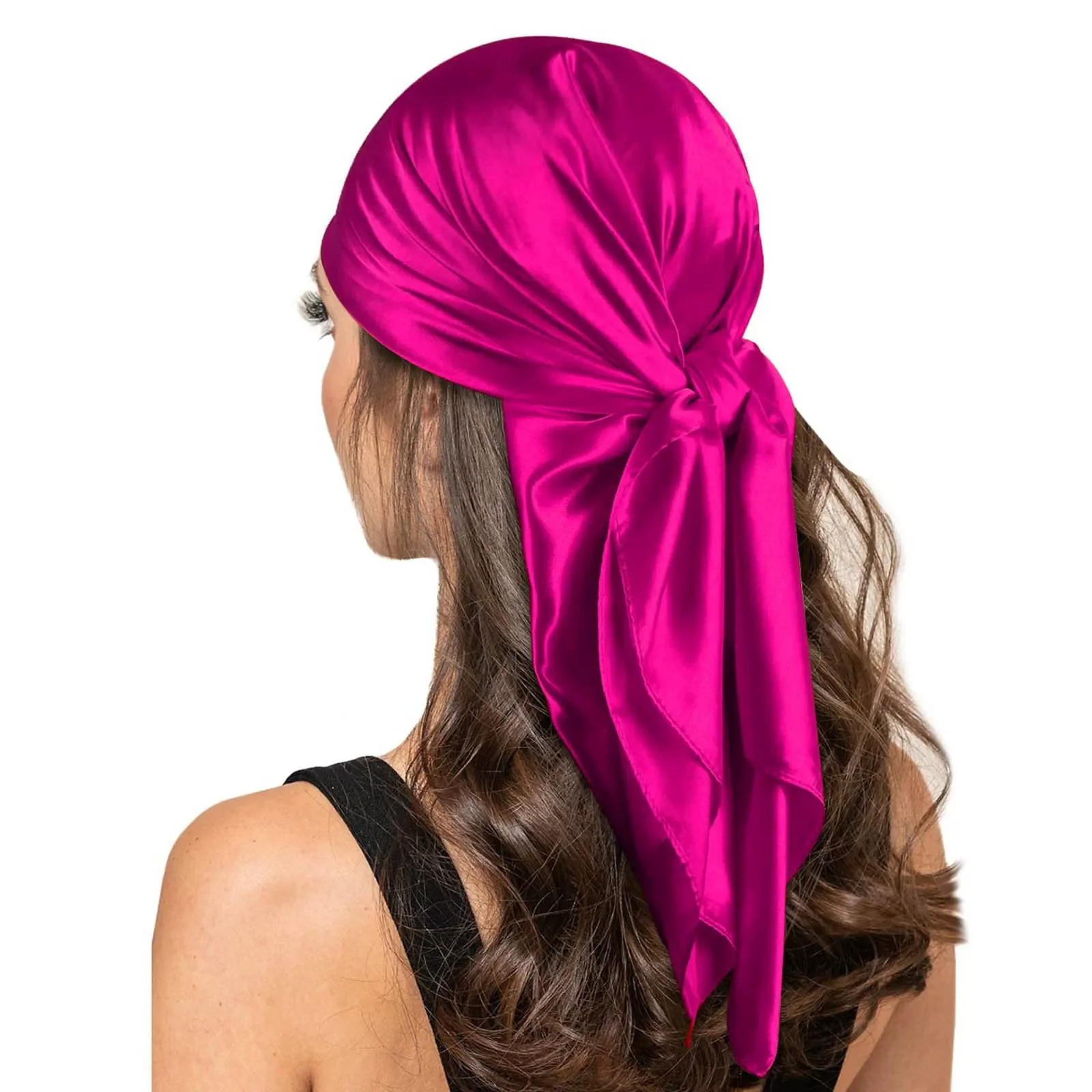 90*90cm Silk Scarf Scarftop Headwraps For Woman Fashion Four Seasons Hair Accessories Hijab Foulard Bandana Femme Headscarf 5