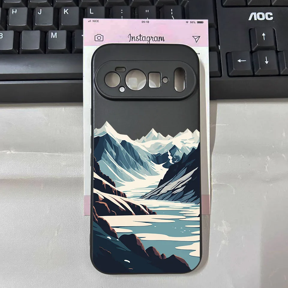 Enhanced Sunset Mountain Landscape Phone Case – Soft Black Protector Cover
