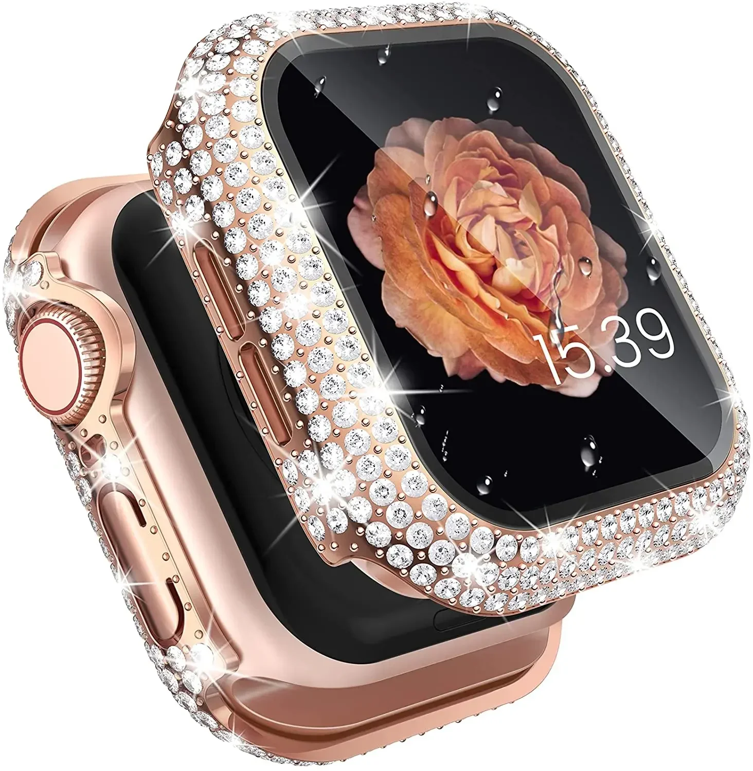 Luxury Diamond Watch Case with Built-in Tempered Glass Cover