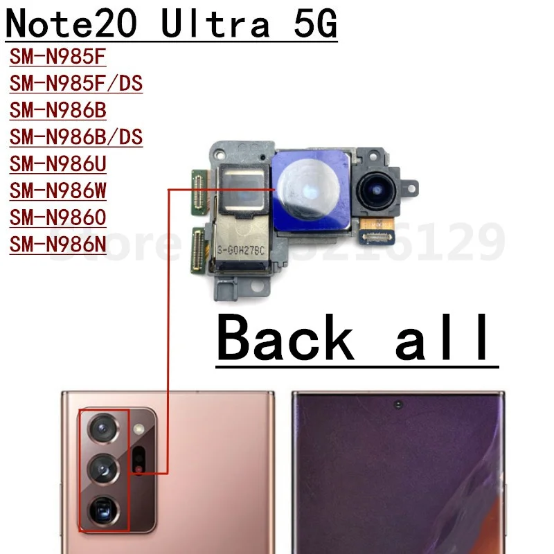 Full Set Main Back And Front Facing Periscope + Wide Camera Flex Cable For Samsung Galaxy Note 20 Note20 Ultra 5G