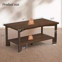 Walnut Coffee Table,Mid Century Modern 39" Rectangle Dark Walnut Coffee Table with Storage Shelves Wooden Accent Center Tea Tabl 2