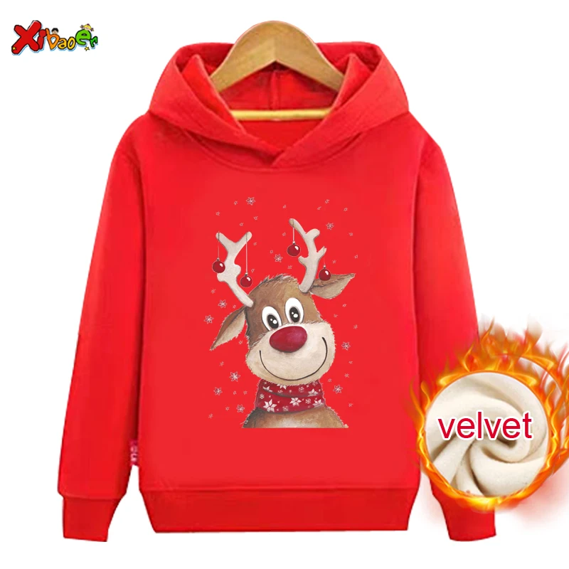 thumbnail image 1 of Sudadera con capucha familiar, suéter navideño, ropa informal cálida, jersey de terciopelo a juego, ropa de invierno para niños, 1 of 5