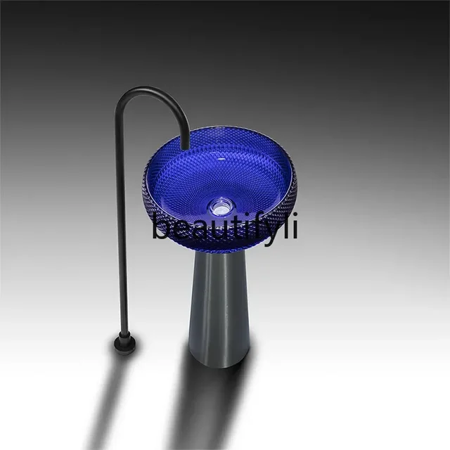 ใหม่หรูหรารอบแก้วคริสตัลอ่างล้างหน้า Die-Casting Art โปร่งใส STAGE อ่างล้างหน้าสีแดงและสีเขียว s03 6