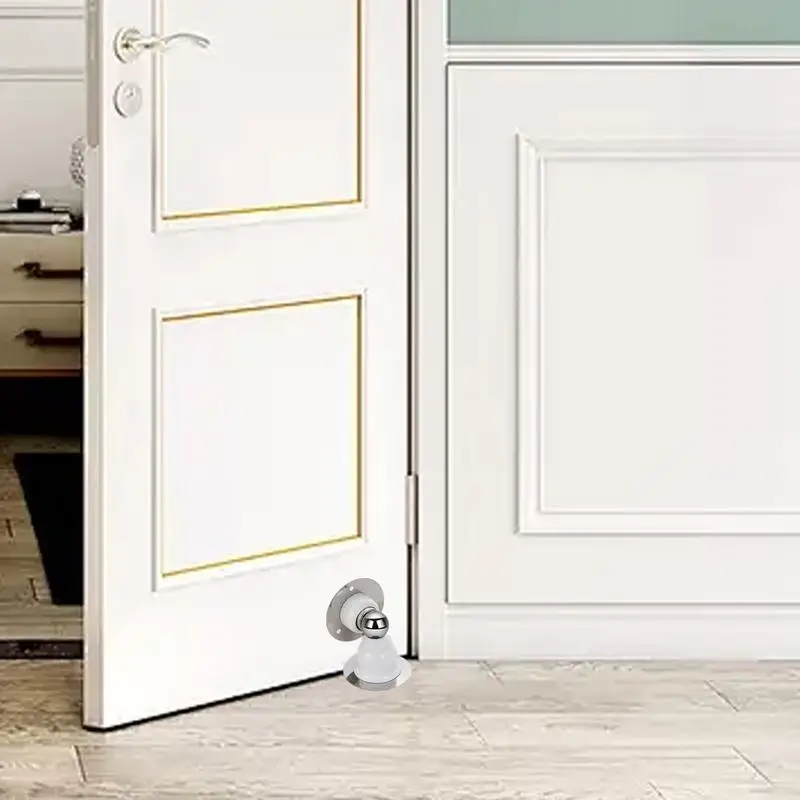 Magnetic Door Stopper Door Catch Holder Floor Mount Heavy Duty Holder Stops Wall Floor Mounting No Drill Adhesive & Screws