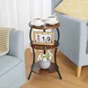 Small Round Side Table, 3-Tier Slim Waist Circular End Table with Storage Shelf, Compact Tea Sofa Table, 6