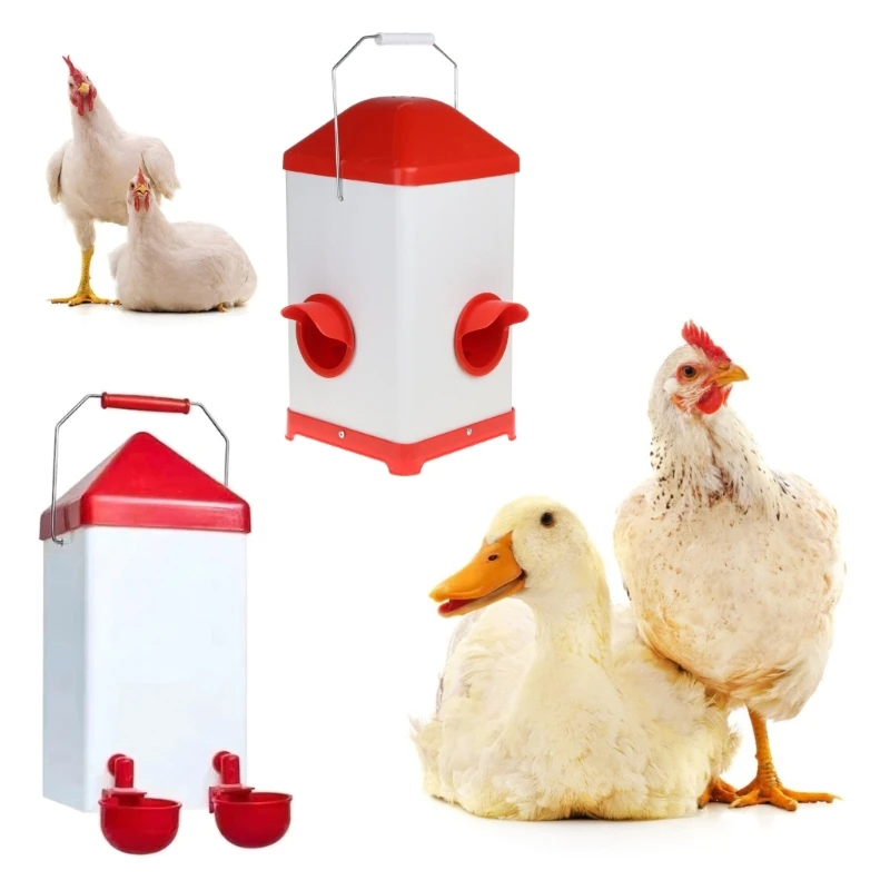 

H7EA Chicks Drinking Water Bucket Poultry Feeding Supplies Automatic Water Dispenser Food/Water Supply for Poultry