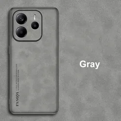 Luxury PU Leather Phone Case with Silicone Full Protection - Elegant Back Cover for Redmi Note 14 4G EU (Gray)
