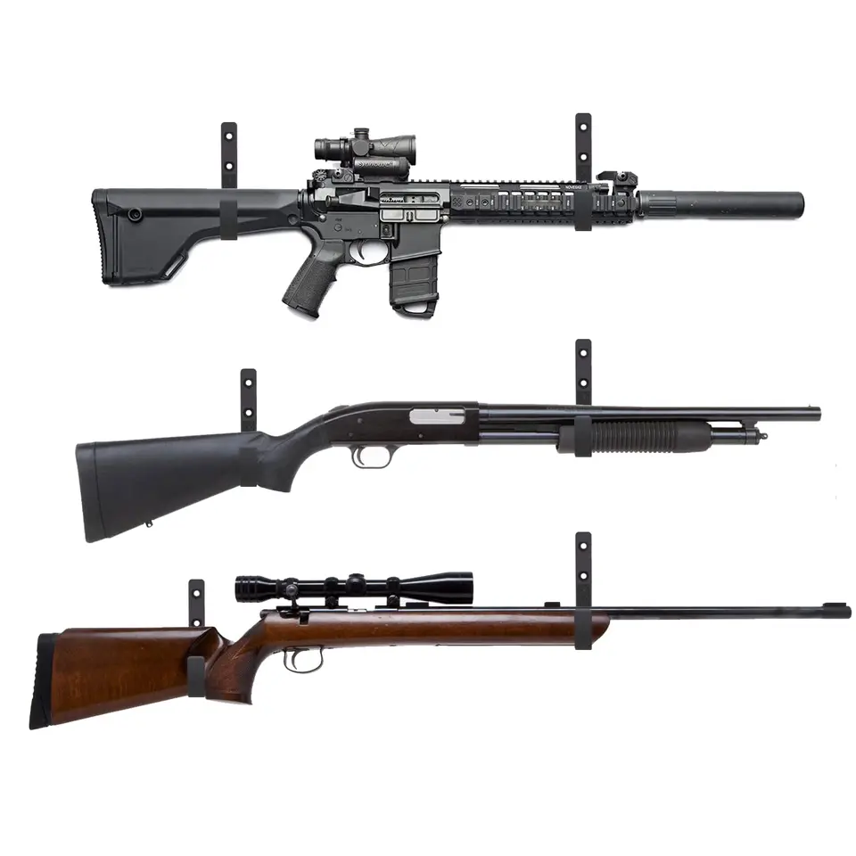 Pack De 4 Soportes De Pared Para Rifles Y Escopetas – Ajustables Vertical/Horizontal Con Espuma Antirrayones