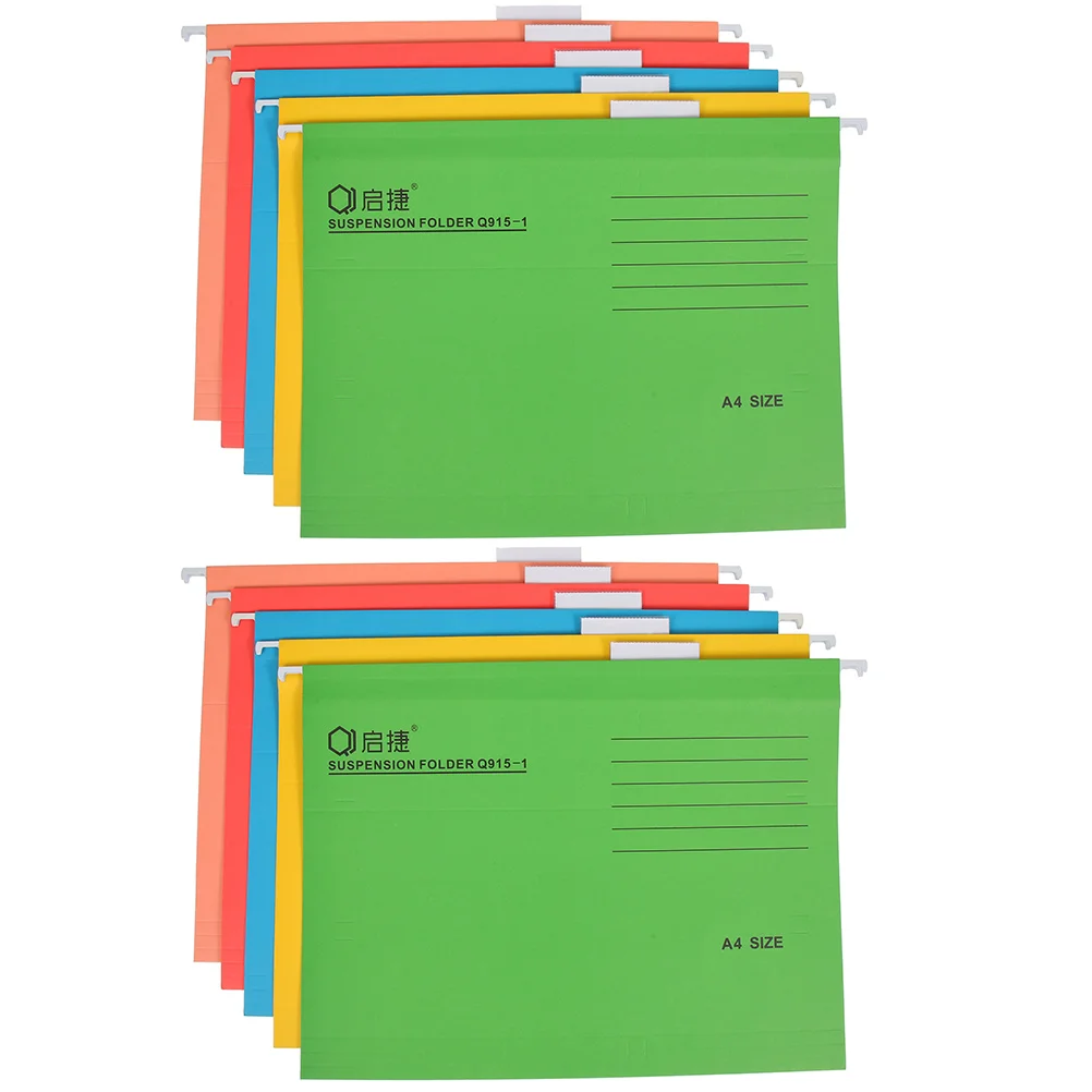 Color Transparent Folder Wall File Organizer 10 Pcs Folder Filing Cabinet Folders Pocket Thicken File Hanging Coupon Container Office