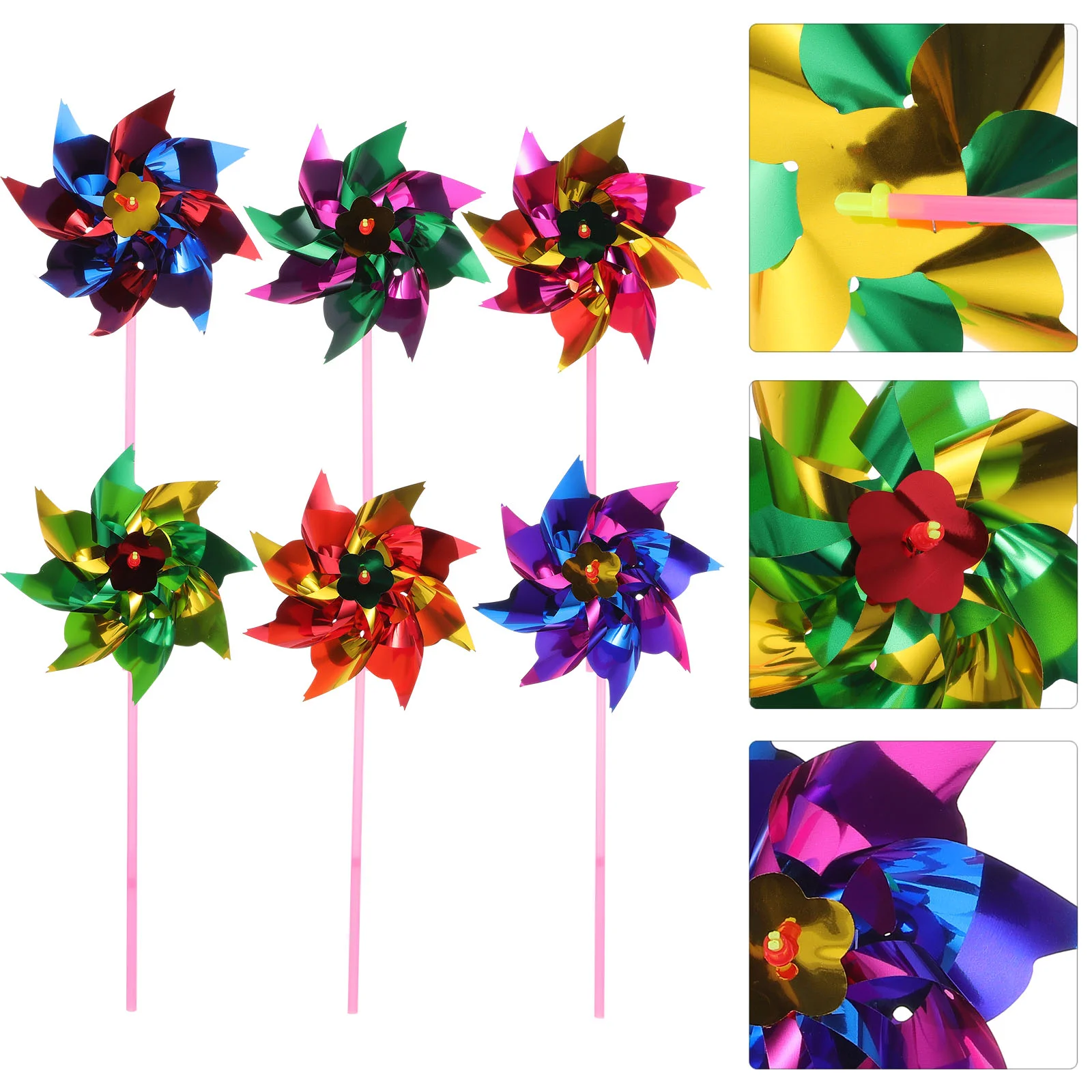 40 Pcs Rainbow Pinwheels Colorful Windmill Toys Kids Plastic Garden Decorations Party Favors Yard Accessories Outdoor Fun Sports