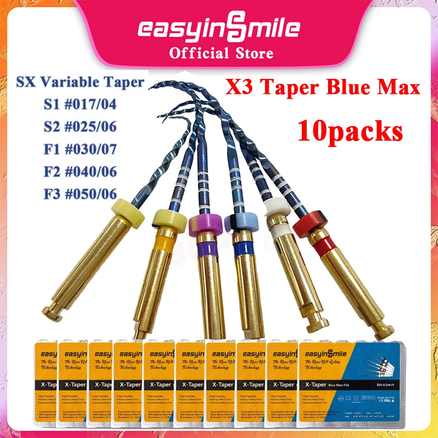 Easyinmsile10PacksDentalX3TaperBlueMaxFilesNITIRotaryEngine