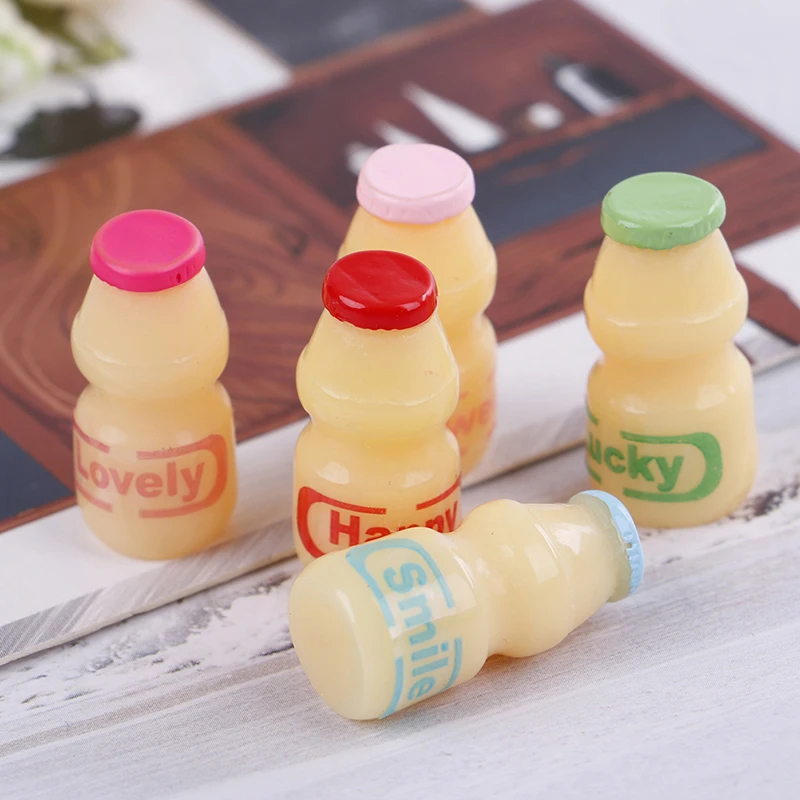 5Pcs/lot Miniature Dollhouse Milk Drinks Pretend Food For 1/12 1/6 Dollhouse Toys