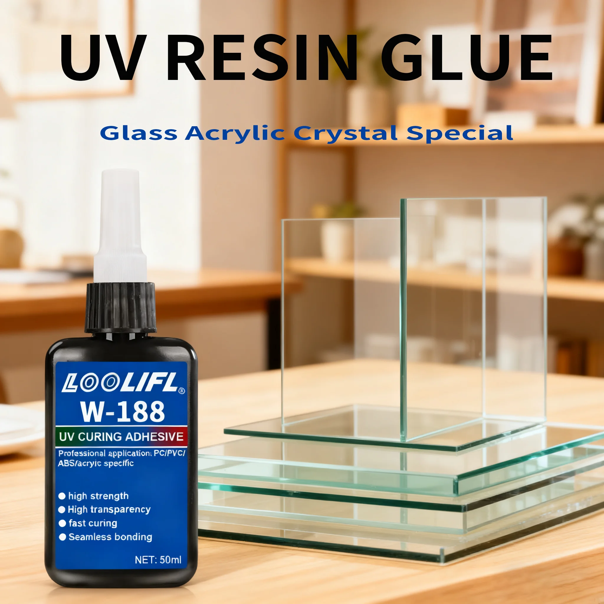 UV Resin Kit 50g with Light 5-second Fast Curing UV Glue for Jewelry Acrylic Glass Craft DIY