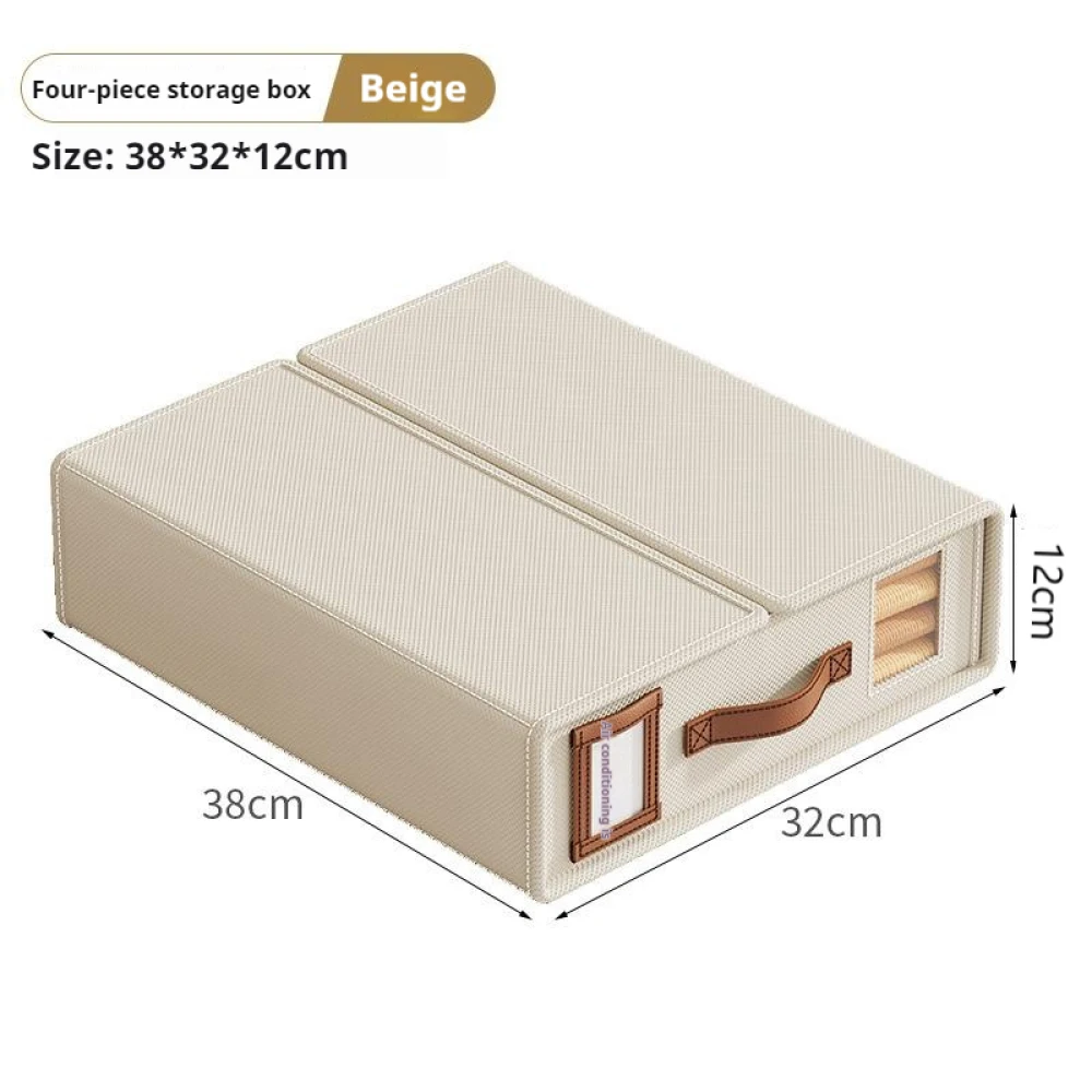 4-piece Storage Box Non-woven Fabric Breathable Moisture-proof Collapsible Storage Box With Leather Handle For Storage Bedding 6