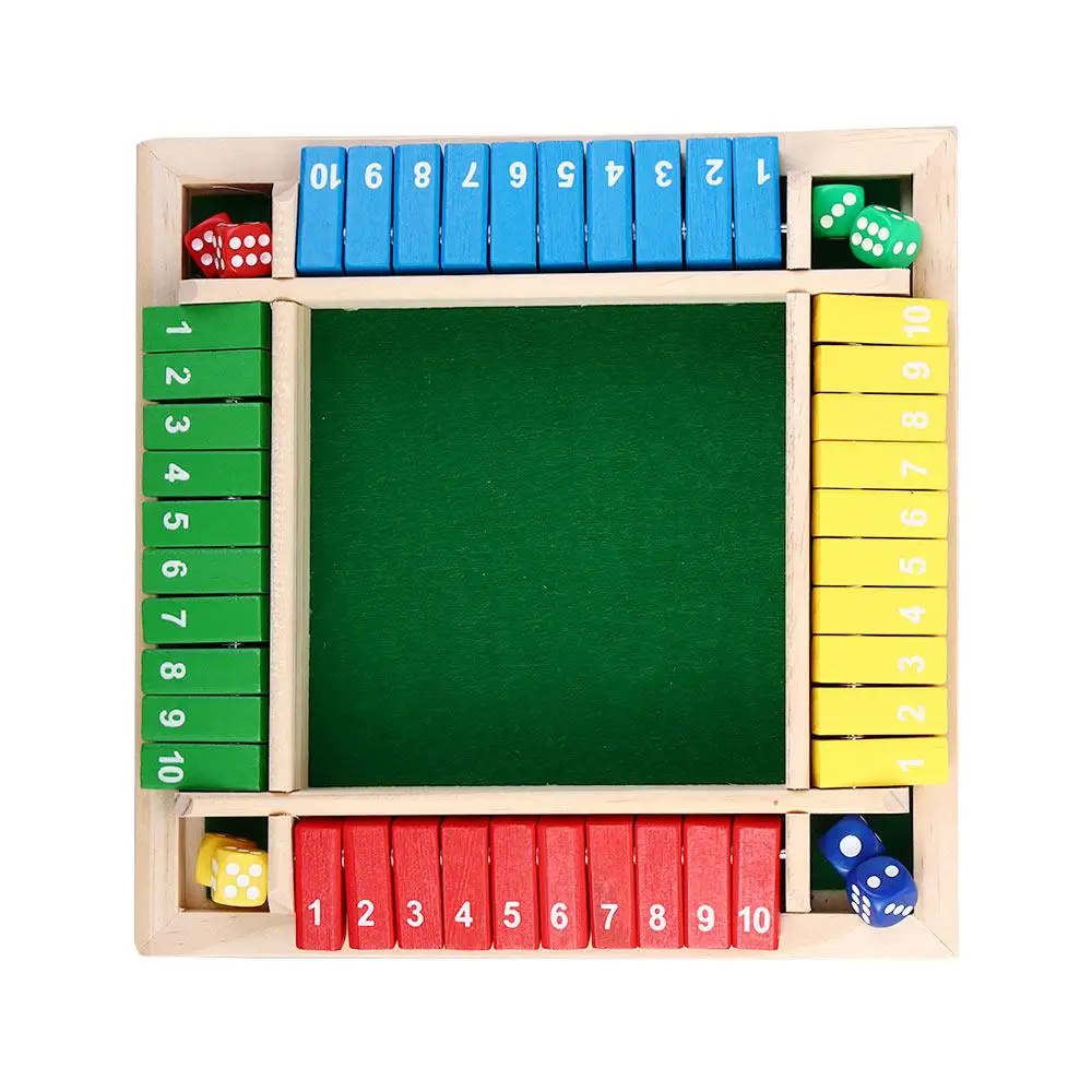 

Children's Toys Four-Sided Flip Card Game Educational Toys Digital Board Board Game Shut The Box Wooden Number Game Dice Game