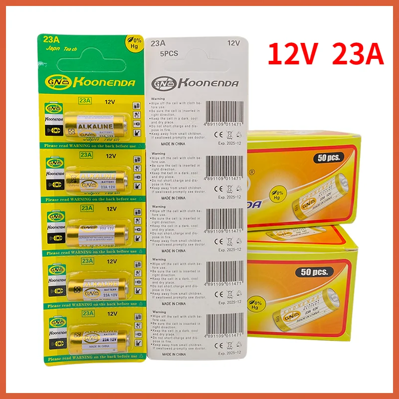 12V 23A Dry Alkaline Batteries 5PCS/1Card for Doorbell car Alarm walkman