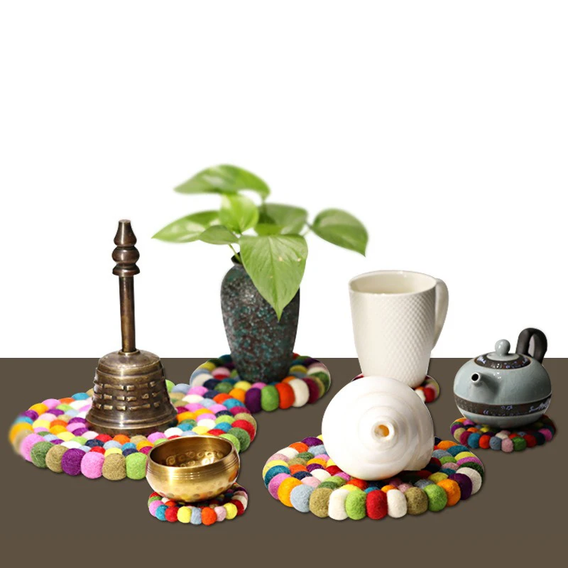 Singing Bowl Suction Tools Nepal Handmade Colored Wool Felt Singing Bowl Mat Buddhist Tibetan Singing Bowls Round Mats