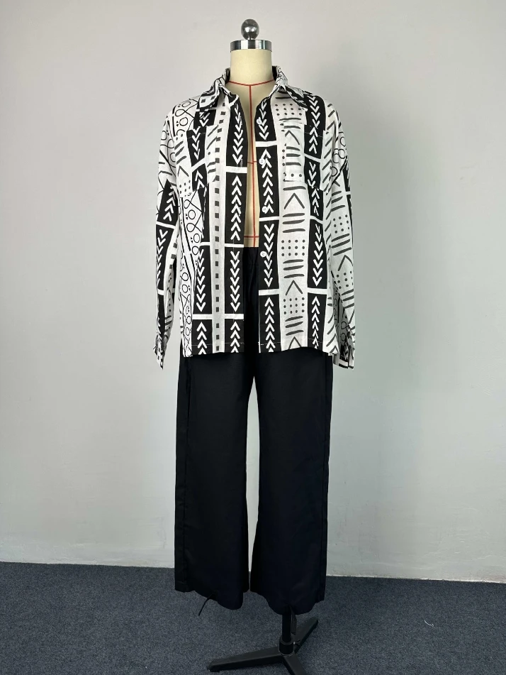 Fashionable for Women's Pants Set 2024 Spring Summer Long Sleeved Shirt Ankle Tied Harlan Pants Cotton and Linen Two-Piece Set