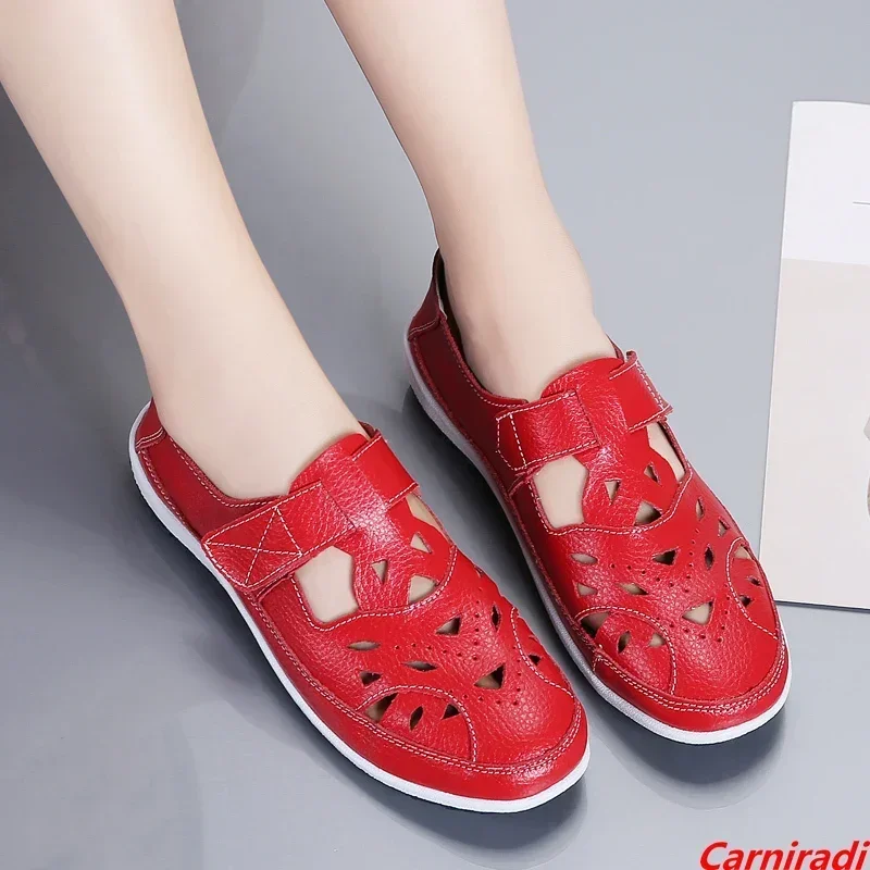 Fashion Genuine Leather Flats Barefoot Casual Sandals Women