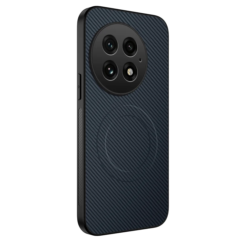 Shockproof Carbon Fiber Pattern Soft Phone Case with Magnetic Wireless Charging and Lens Protection
