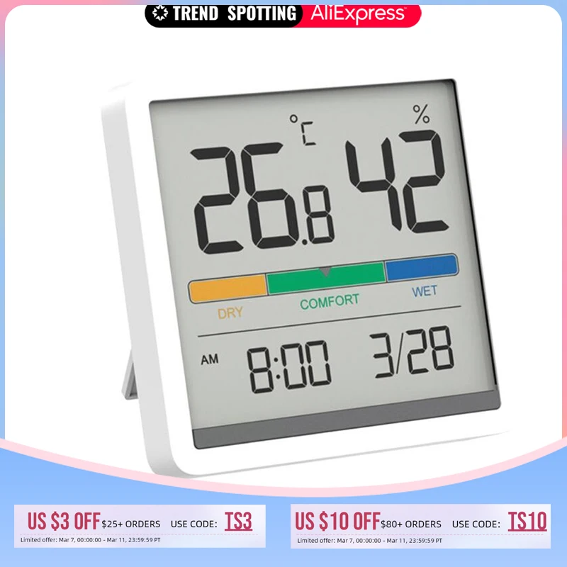 Xiaomi Miiiw Mute Temperature and Humidity Clock Home High-precision Baby Room C/F Moisture Monitor Meter 3.34inch LCD Display |